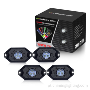 Controlador de aplicativos de alta qualidade 4pcs Rock Lights RGB com controle de aplicativo remoto LED RGBW RGB Rock Lights Kits de luzes de luz